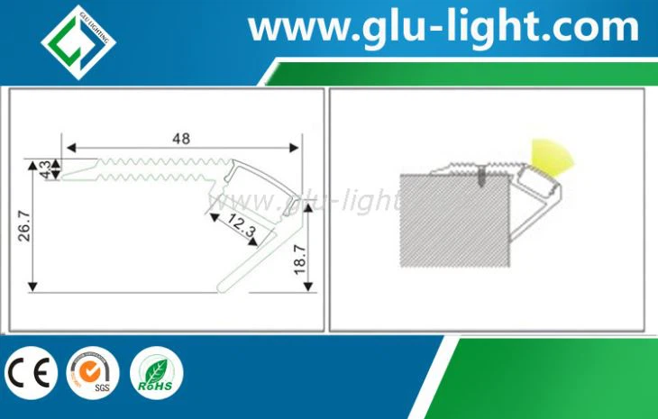 Silver anodized extrusion aluminum stair profile for alu stair carpet